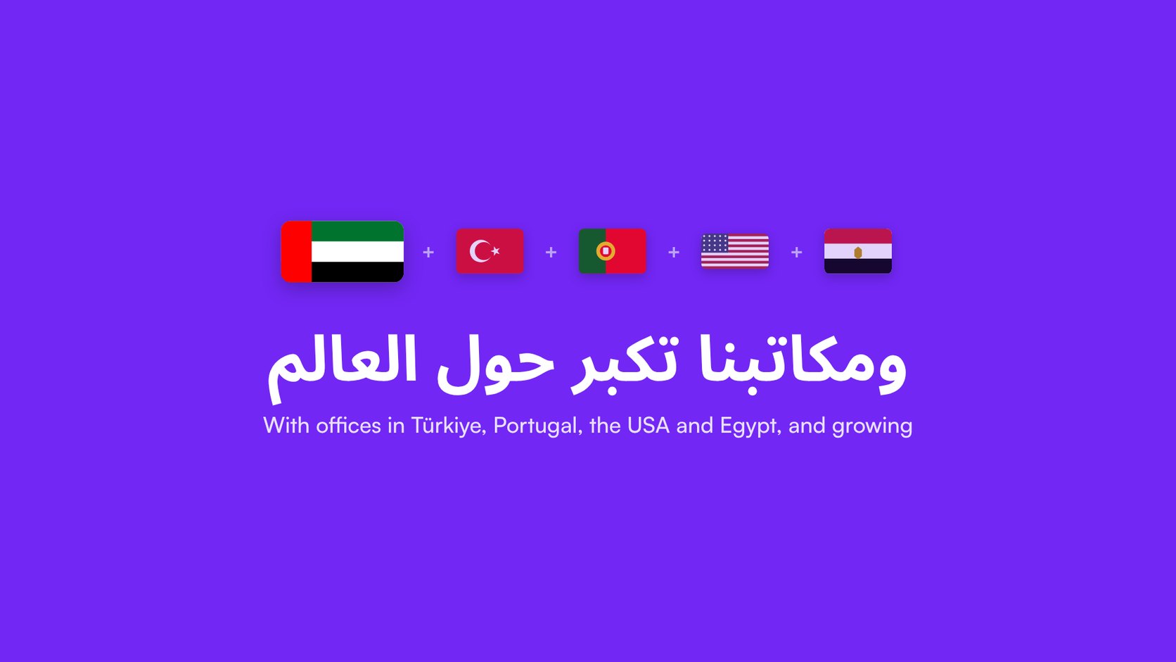 Flags of the UAE, Türkiye, Portugal, the USA and Egypt: MonoChat is headquartered in Dubai, with offices in four more countries