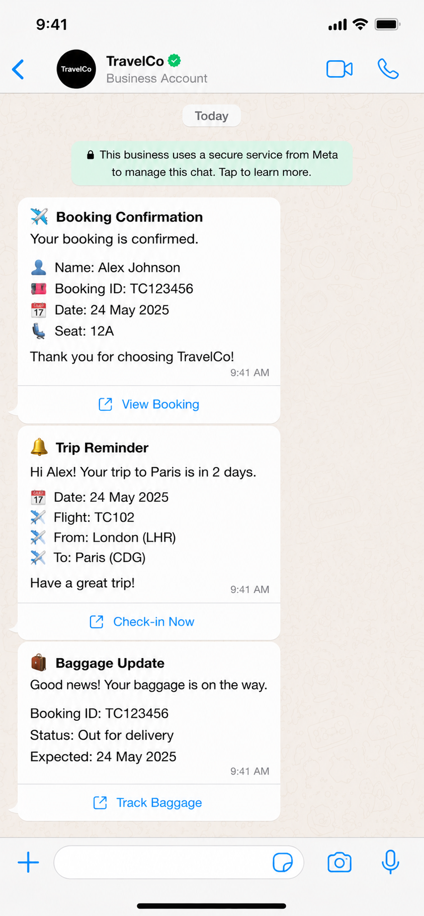 WhatsApp approved template message management